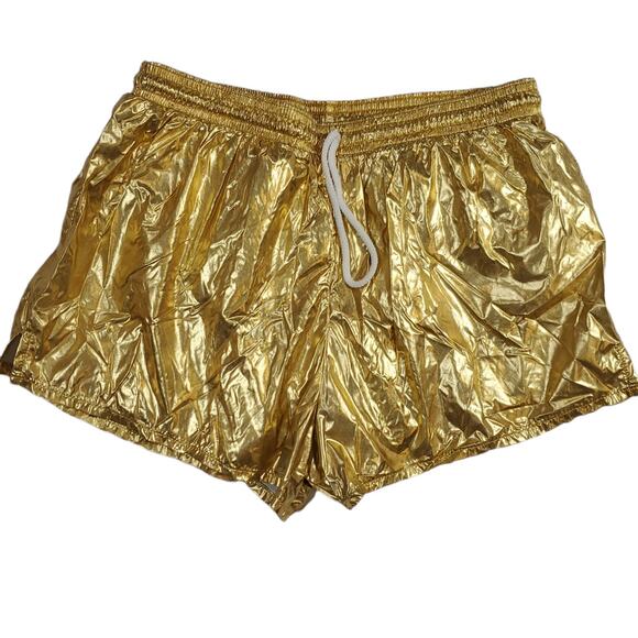 American Apparel Metallic Gold Athletic Shorts - Picture 1 of 4
